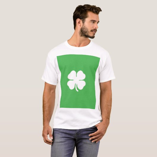 Witte Klaverblad Heren Basic T-Shirt (Voorkant volledig)