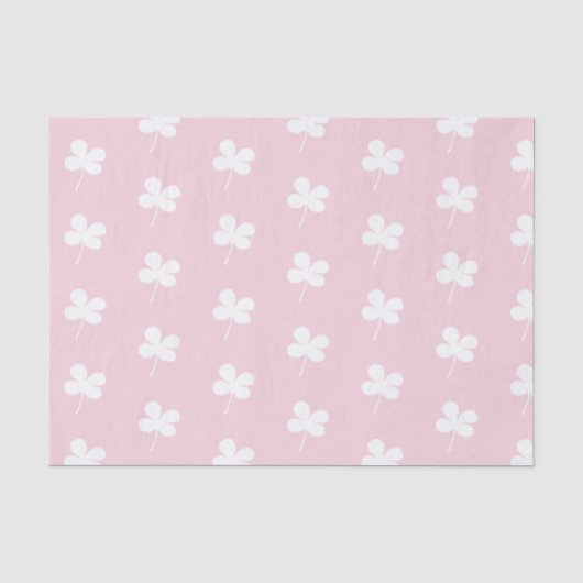 Witte Klavers op Roze Tissuepapier (Voorkant)