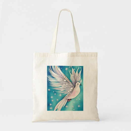 Witte kleine duif met vleugels tote bag (Voorkant)