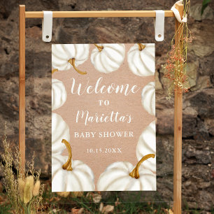 Witte Kleine pompoen kraft welkom baby shower Poster