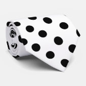 Witte kleur met zwarte Stippen Stropdas (Opgerold)
