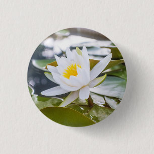 Witte kleur van Lotus flower in de vijver Ronde Button 3,2 Cm