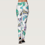 Witte kleurige Waterverf Butterflies Leggings (Achterkant)