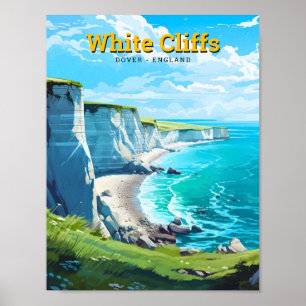 Witte kliffen van Dover Engeland Vintage Travel Poster