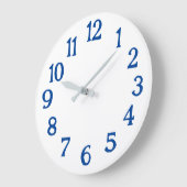 Witte klok met blauwe cijfers Basisklok Groot (Hoek)