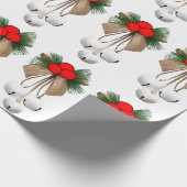 Witte klokken en Holly inpakpapier (Hoek)