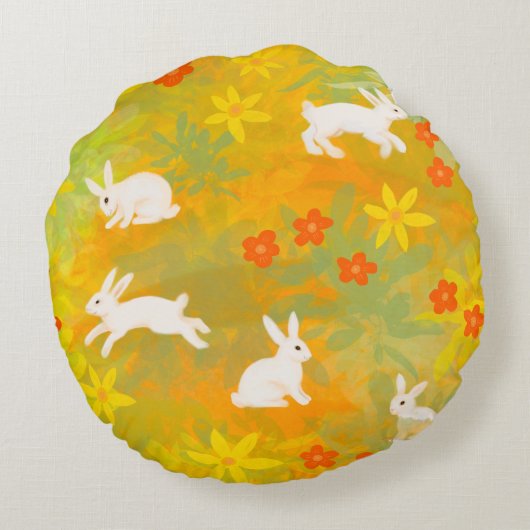 Witte knollen op een bloemveld rond kussen (Achterkant)