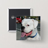 Witte knop Boxer Vierkante Button 5,1 Cm (Voorkant /achterkant)