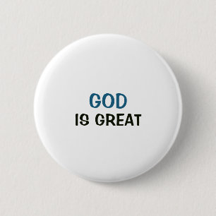 Witte knop - God is Groot Ronde Button 5,7 Cm
