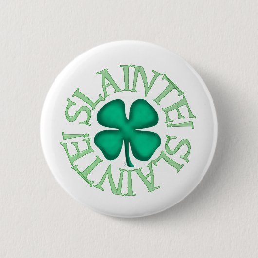 Witte knop Slainte Ronde Button 5,7 Cm (Voorkant)