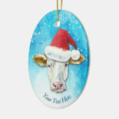 Witte Koe Kerstmis Keramisch Ornament (Links)