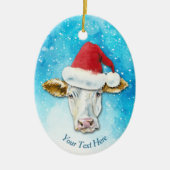 Witte Koe Kerstmis Keramisch Ornament (Voorkant)