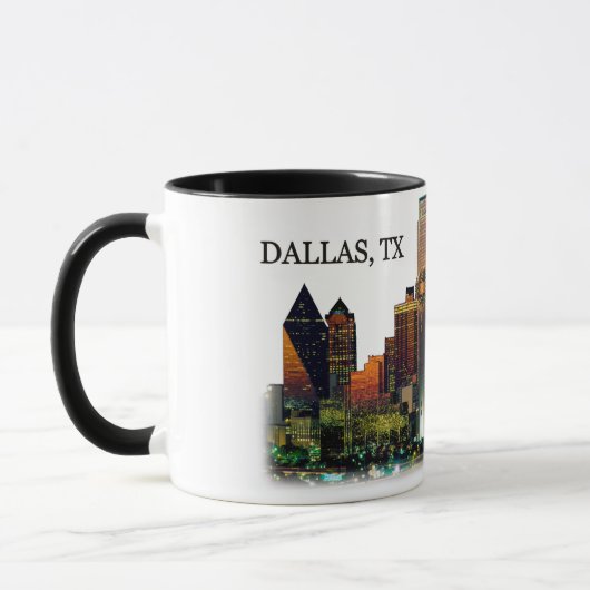Witte koffie-mok met de Dallas Texas Skyline Mok (Links)