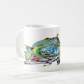 Witte koffie Mok met ruimteschip Art 1 A.1 (Voorkant links)