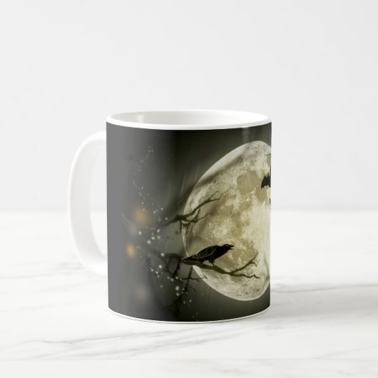 Witte koffie-Mok voor bier en Crow Koffiemok (Voorkant links)