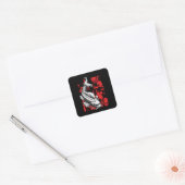 Witte Koi met rood Vierkante Sticker (Envelop)