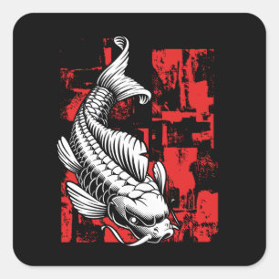 Witte Koi met rood Vierkante Sticker