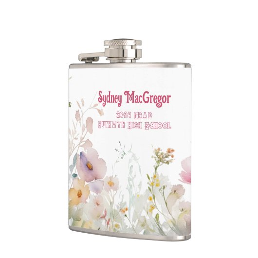 Witte kolf met wikkel rond bloemrand heupfles (Links)