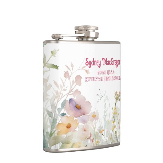 Witte kolf met wikkel rond bloemrand heupfles (Rechts)