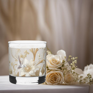 Witte Kolibrie Fancy Floral Whisky Glas