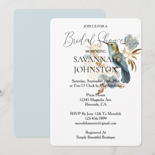 Witte kolibrie Hydrangea Vrijgezellenfeest Kaart (Voorkant / Achterkant)