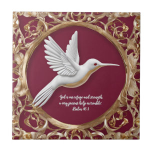 Witte kolibrie op Red Tall  Tegeltje