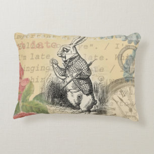 Witte Konijn Alice Avonturen Wonderland Kunst Accent Kussen