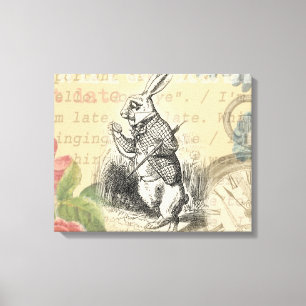 Witte Konijn Alice Avonturen Wonderland Kunst Canvas Afdruk