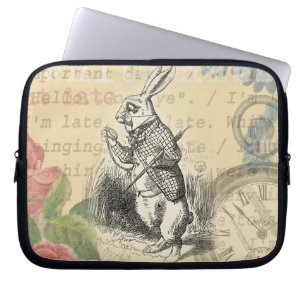 Witte Konijn Alice Avonturen Wonderland Kunst Laptop Sleeve