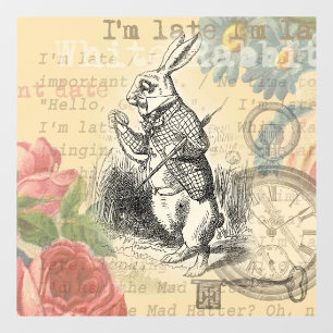 Witte Konijn Alice Avonturen Wonderland Kunst Raamsticker