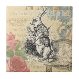Witte Konijn Alice Avonturen Wonderland Kunst Tegeltje