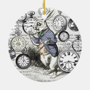 Witte Konijn Alice in Wonderland Klokken Keramisch Ornament