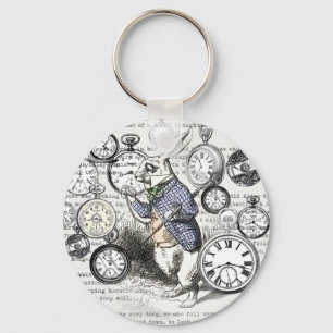 Witte Konijn Alice in Wonderland Klokken Sleutelhanger