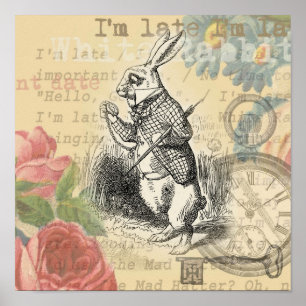 Witte Konijn Alice in Wonderland Kunst Poster