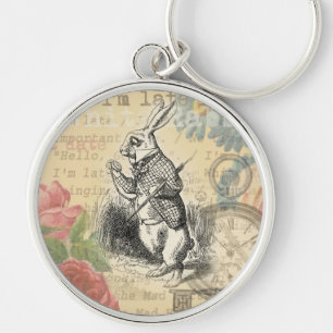Witte Konijn Alice in Wonderland Kunst Sleutelhanger