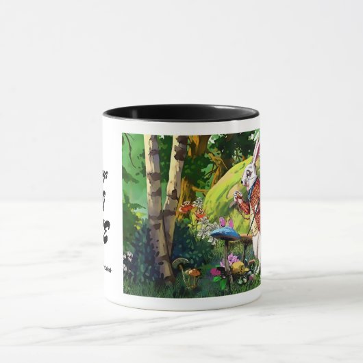 Witte konijn | "Alice in Wonderland" PaasMokken Mok (Midden)