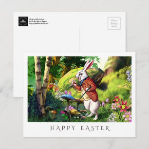 Witte konijn   Alice in Wonderland Pasen Briefkaar Feestdagenkaart