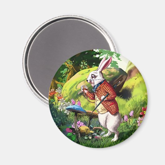 Witte konijn |Alice in Wonderland Pasen Magneet (Voorkant / Achterkant)