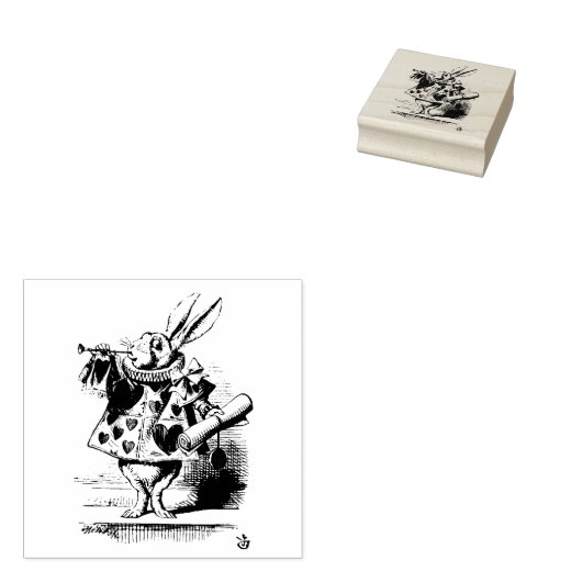 Witte Konijn Alice in Wonderland Tenniel Rubberstempel (Gestempeld)