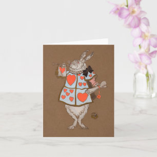 Witte Konijn Alice Kunst Wenskaart – Whimsical Kaart