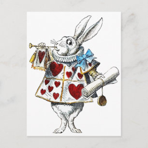 Witte Konijn Alice Wonderland Harten Briefkaart