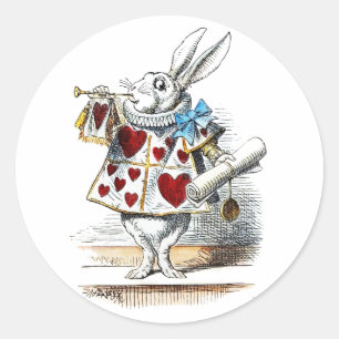 Witte Konijn Alice Wonderland Hartenkonijn Ronde Sticker