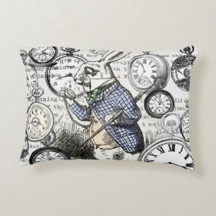 Witte Konijn Alice Wonderland Klokken Kunst Accent Kussen