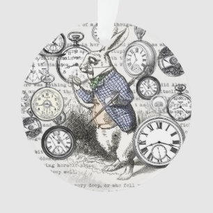 Witte Konijn Alice Wonderland Klokken Kunst Ornament