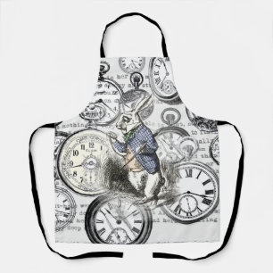Witte Konijn Alice Wonderland Klokken Kunst Schort