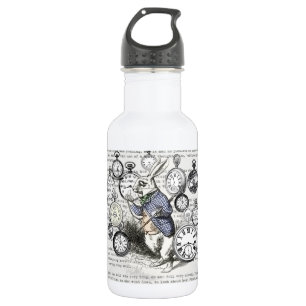 Witte Konijn Alice Wonderland Klokken Kunst Waterfles