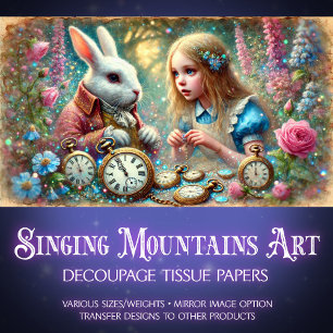 Witte Konijn Bosklok Heilige Decoupage Tissuepapier