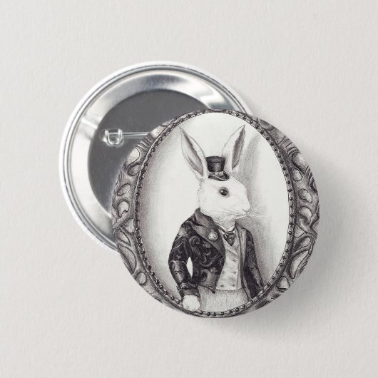 Witte konijn - Button (Voorkant /achterkant)