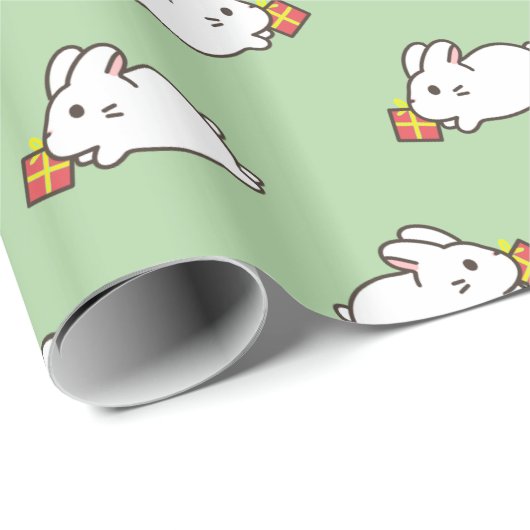 Witte konijn cadeaupapier (Rol Hoek)
