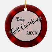 Witte konijn eerste kerst keramisch ornament (Achterkant)